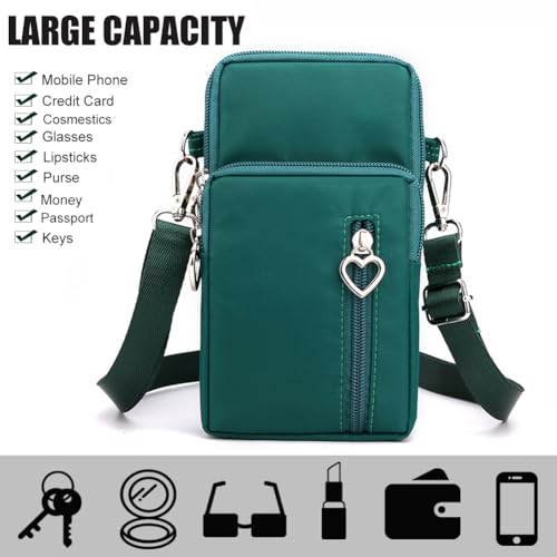 Small Crossbody Bag for Women - Mini Phone Purses with Crossbody Strap and Wallet - Nylon Arm Bag - color: A-green