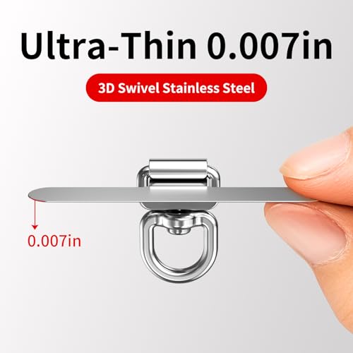 saxsion Phone Tether Tab & Lanyard Tab, 360° Swivel Clip - Ultra Thin Stainless Steel Universal Patch for All Phone Cases - color: Fashion Silver*2