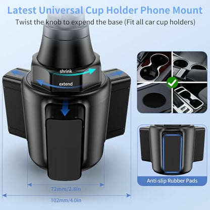 Cup Phone Holder for Car, [Upgraded Version]Universal Car Cell Phone Holder
