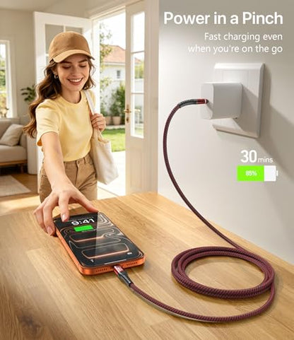 USB C to C Cable 6FT, 240W USB C to USB C Cable Fast Charging, iPhone USB C - color: Red, size: 6FT, style: 240W USB C to USB C