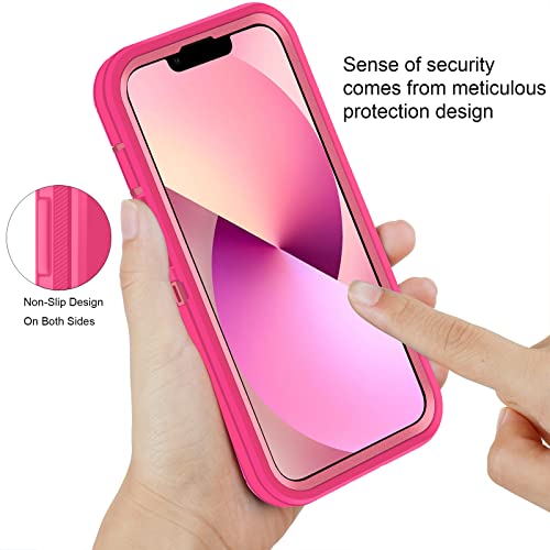 Co-Goldguard Shockproof Case for iPhone 13 with Tempered Glass Screen Protector 3 Layer Military Grade Drop Protection Heavy Duty Protection Rugged Rubber Phone Case Cover for iPhone 13 6.1 Pink - color: Pink