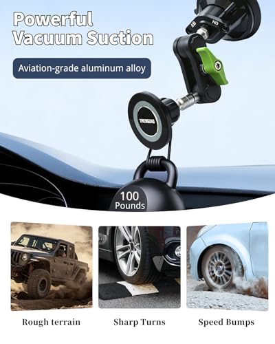 Magnetic Car Phone Holder, Ultra Stable Windshield Phone Mount, Strong Suction Cup & Powerful Magnetic, 360° Rotatable, Durable Premium Aluminum Alloy, for All Vehicles & All Smartphones - style: Standard