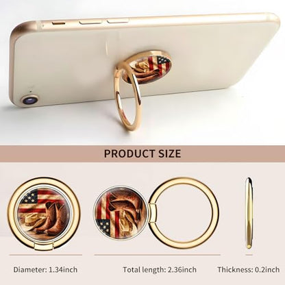 Cell Phone Ring Holder, Cute Metal Phone Grip Stand Finger Ring Kickstand, Flexible 360°Rotation Phone Tablet Case Accessories Compatible with Most Phones Cowboy Boots Amercian Flag - color: Cowboy Boots Amercian Flag
