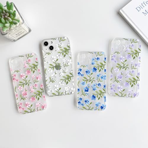 NITITOP Compatible with iPhone 15 Pro Case Clear Cute Flower - Pink | Branch, Floral, Precision camera cutouts, For girl woman, Slim fit, Soft TPU, Shockproof - color: Pink