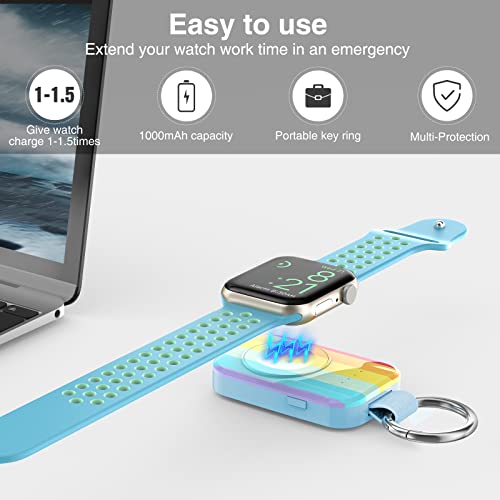 Portable Charger for Apple Watch Travel Keychain iWatch Wireless Power Bank - color: Rainbow
