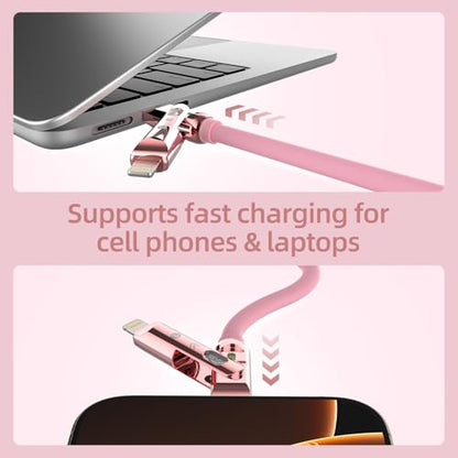 MFish USB C to USB C Cable, 240W 4 in 1 Charging Cable, Pink, 6.6FT - color: Pink, size: 6.6FT(Upgraded)