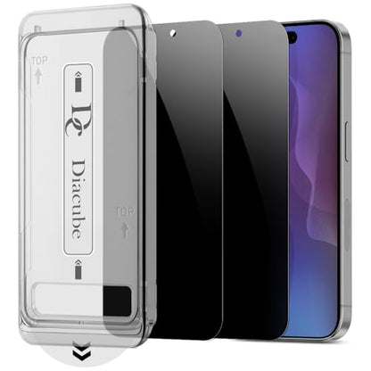 2 PACK Privacy Screen Protector for iPhone 17 Pro Max, [27° Anti-Spy] 9H Hardness Shatterproof Tempered Glass with [Easy Installation Frame with Auto Dust Removal] Bubble Free, Case-Friendly, HD Full Coverage - size: iPhone 17 Pro Max