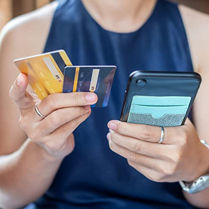 6 Pcs 6 Pcs Stick on Phone Card Holder Wallet, Solid, Bright Color - color: Bright Color
