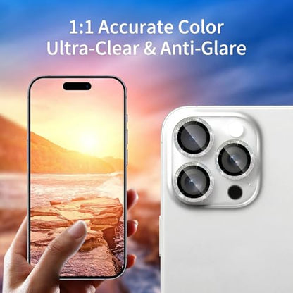 Camera Lens Protector for iPhone 17 Pro Max/17 Pro/16 Pro Max/16 Pro 9H Tempered Glass Screen Protector Cover Alignment Kit Metal Individual Ring (Black) - color: Black