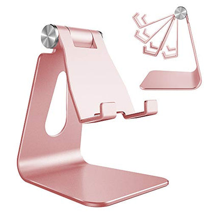 CreaDream Aluminum Cell Phone Stand, Adjustable Phone Holder for Desk - color: Rose Gold
