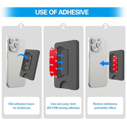 pop-tech Sticky Pads Replacement for Socket Wallet Base,6pcs High Bond Double Sided Mounting Tape for PopWallet Grip, Adhesive Sticker for Socket Card Holder iPhone, Phone Wallet & Wallet Socket
