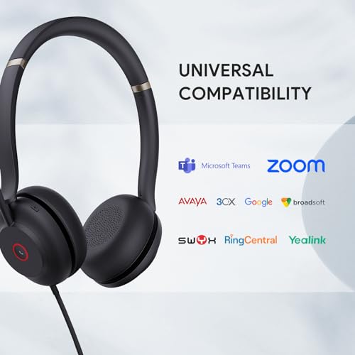 Yealink UH37 PC Headset with Mic for Computer Wired Headphones with USB-C/A - color: UH37 USB-C/A, size: Mono-Ear (UC)