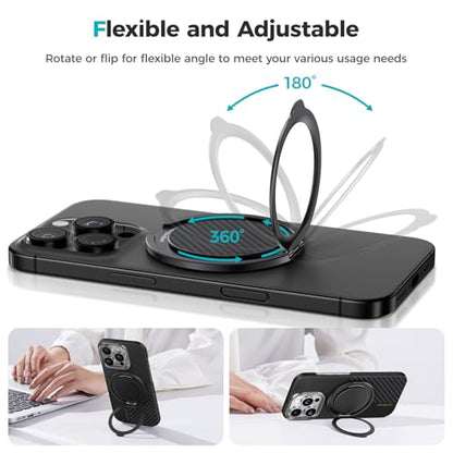 BENKS ArmorPop Magnetic Phone Grip & Stand for MagSafe, 360° Rotation Adjustable Phone Ring Holder for iPhone 17/16/15/14/13/12 Series, Durable Kevlar Design