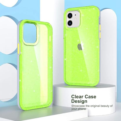 ULAK Compatible with iPhone 12 Case Clear, iPhone 12 Pro Cover, Neon Green | Transparent Bling Soft TPU Women Girls Shockproof Protective Phone Case Designed for iPhone 12 & iPhone 12 Pro 6.1 inch - color: Neon Green