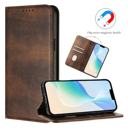 Leather Case Compatible with Galaxy A20E, Magnetic Cover with Card Slots Bumper Phone Case Leather Purse Scratch Resistant Case mit Stand Function Slim Case Compatible with Samsung Galaxy A20E/A10E - color: Brown
