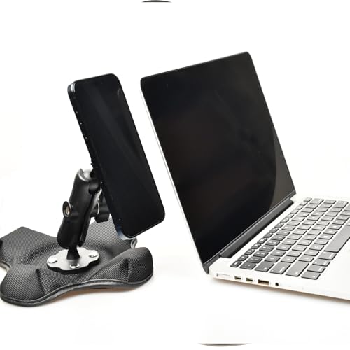 VAUBORTTI Magnetic Phone Holder for Desk&Car Dash,Aluminum Arm, Non-Slip Beanbag Base, 360° Rotation at 3 Points, Compatible with MagSafe iPhone 12-16 Series, Fits RAM B Size 1" Ball