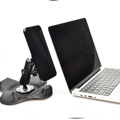 VAUBORTTI Magnetic Phone Holder for Desk&Car Dash,Aluminum Arm, Non-Slip Beanbag Base, 360° Rotation at 3 Points, Compatible with MagSafe iPhone 12-16 Series, Fits RAM B Size 1" Ball
