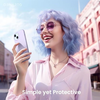 ORNARTO Compatible with iPhone 15 Case 6.1, Slim Liquid Silicone 3 Layers Full Covered Soft Gel Rubber Phone Case, Anti-Scratch Shockproof Protective Cover 6.1 Inch, Pastel Lilac - color: Pastel Lilac