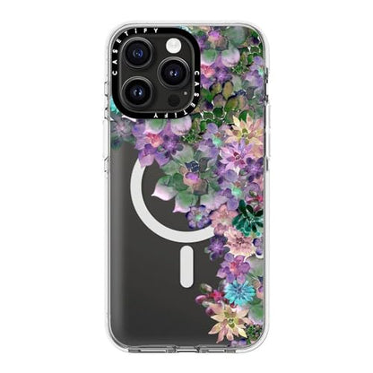 CASETiFY for iPhone 15 Pro Max Case - Impact Clear Compatible with MagSafe | Not Yellowing | 6.6 ft. 3X Military Grade Drop Protection | MY SUCCULENT GARDEN | Clear - color: MY SUCCULENT GARDEN, size: Iphone 15 Pro Max (6.7")