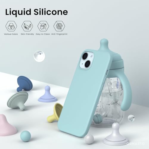ORNARTO Compatible with iPhone 15 Case 6.1, Slim Liquid Silicone 3 Layers Full Covered Soft Gel Rubber Phone Case, Anti-Scratch Shockproof Protective Cover 6.1 Inch, Fresh Mint - color: Fresh Mint