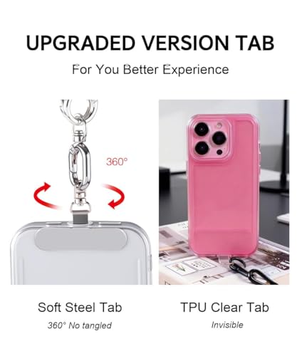 Universal Metal Phone Tether Tab, Heavy-duty Phone Lanyard Tab for Wrist&Crossbody Straps, Full-cover Phone Cases - color: Silvery