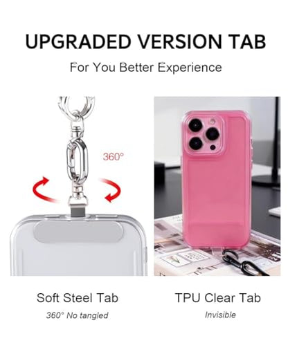 Universal Metal Phone Tether Tab, Heavy-duty Phone Lanyard Tab for Wrist&Crossbody Straps, Full-cover Phone Cases - color: Silvery