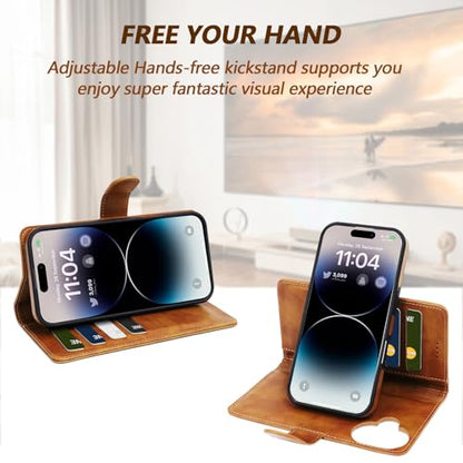 2 in 1 PU Leather for iPhone 13 PRO MAX Leather Case, Detachable Wallet Case with Card Holder, Removable Flip Cover with RFID Blocking, Stand Shockproof Phone Cover（Compatible with MagSafe） Brown - color: Brown, size: Iphone 13 pro max