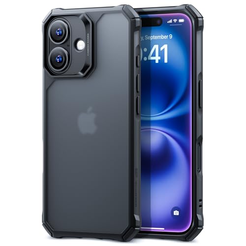 ESR for iPhone 16 Case, Military-Grade Protection with Shock-Absorbing Corners, Scratch-Resistant and Anti-Yellowing Acrylic Back, Slim Protective Phone Case, Air-Armor Series, Frosted Black - color: Frosted Black