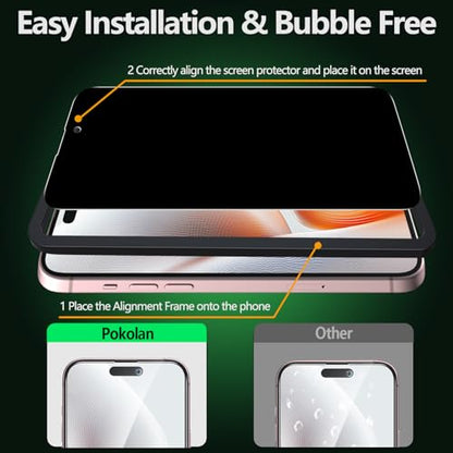 Pokolan 3 Pack Privacy Screen Protector for iPhone 16 Tempered Glass - size: iPhone 16