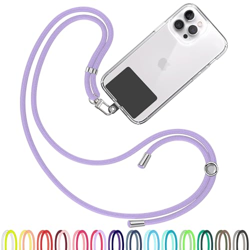 TBOC Cell Phone Lanyard [Lilac] - Comfortable Universal Smartphone Lanyard - Easy to Use Neck Phone Holder [Black Patch] - Adjustable Length Phone Strap Crossbody - Fits All Mobile Phones - color: Lilac
