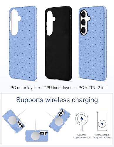 Magnetic Polka Dot Case for Samsung Galaxy A16 5G, Blue | Compatible with MagSafe, Cute Dots Aesthetic Design, Soft TPU and Hard PC Protective Phone Cover for Women Girls - color: Blue Polka Dot