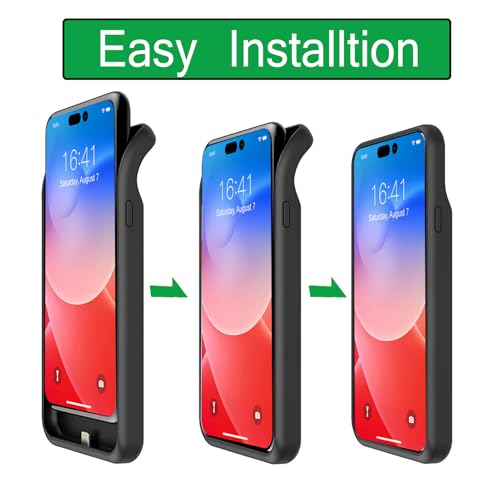 Battery Case for iPhone 14 Pro,Upgraded 10000mAh Rechargeable Portable Charging Case with Wireless Charging Compatible for iPhone 14 Pro (6.1inch) with Carplay Extend Battery Pack Charger Case (Black) - size: iPhone 14 Pro -10000mAh