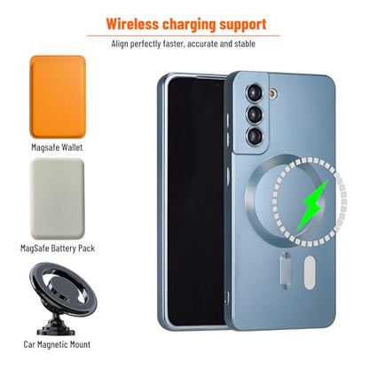 Magnetic for Samsung Galaxy S21 FE Case,Soft Silicone Samsung Galaxy S21 FE Phone Case with Camera Protection,Slim Fit Anti-Scratch Samsung S21 FE Case Cover Compatible with MagSafe,Blue - color: Blue, size: S21 FE