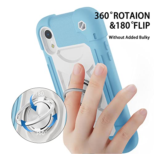 MARKILL Compatible with iPhone XR Case 6.1 Inch with Ring Stand, Heavy-Duty Military Grade Shockproof Phone Cover for iPhone XR 6.1. - color: Ice Blue, size: iPhone XR 6.1"