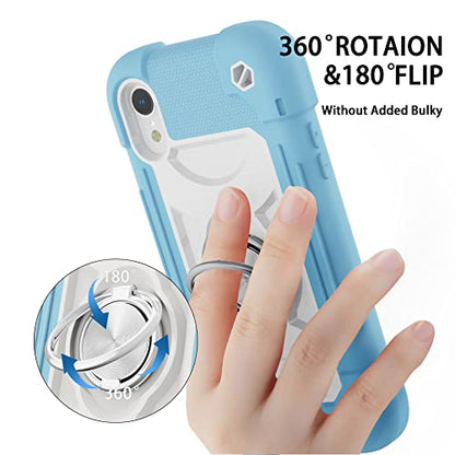 MARKILL Compatible with iPhone XR Case 6.1 Inch with Ring Stand, Heavy-Duty Military Grade Shockproof Phone Cover for iPhone XR 6.1. - color: Ice Blue, size: iPhone XR 6.1"