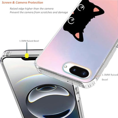 for Google Pixel 9a Case 2025: (Cat Ear) | Slim Clear Matte, Cute Flowers Floral Design, for Girls Women, Rugged TPU Bumper, Shockproof Silicone Cell Phone Cover - color: Cat Ear