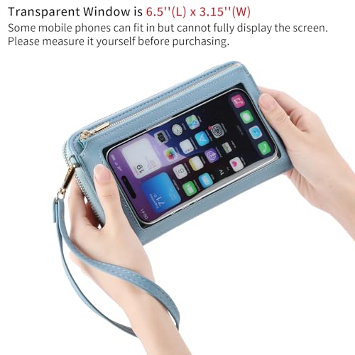 GOIACII Phone Purse Crossbody Bags for Women Small Travel Wallet Touch Screen RFID Blocking - color: A07 Blue