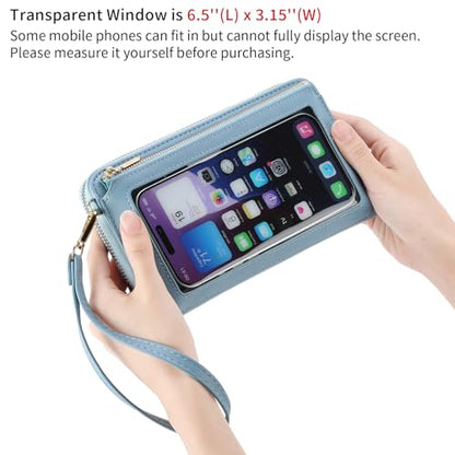 GOIACII Phone Purse Crossbody Bags for Women Small Travel Wallet Touch Screen RFID Blocking - color: A07 Blue