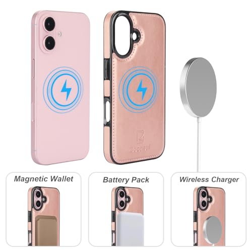 Bocasal for MagSafe Wallet Case Card Holder for iPhone 16, Rose Gold - color: Rose Gold for MagSafe