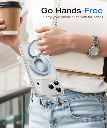 Magnetic Phone Grip, 360° Rotation & 180° Flip Universal Phone Ring Stand, Silicone Phone Ring Holder for Back of Phone for iPhone 17/16/15/14/13/12 Pro Max/Plus, Blue - color: Blue
