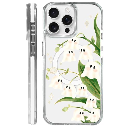 Clear Magnetic Case for iPhone 15 Pro Max, Slim Anti-Yellow Transparent Cover, Military Grade Protection, Phone Cases for iPhone 15 Pro Max, Lily Cute Halloween Ghost - color: A-Lily Cute Halloween Ghost, size: Iphone 15 PM