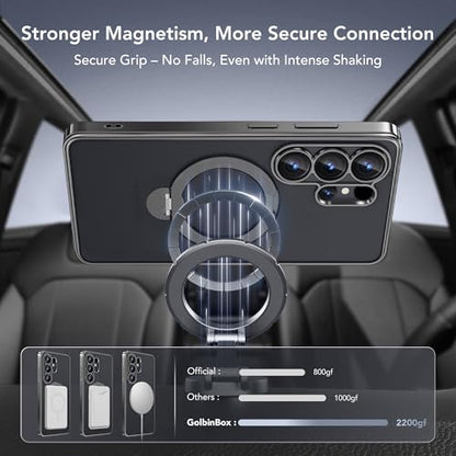 Magnetic for Samsung Galaxy S26 Ultra Case with 360° Spin Stand,[Compatible with MagSafe][Military Drop Protection] Shockproof Phone Cover for AI Galaxy S26 Ultra with Kickstand(Black/Clear) - color: Black/Clear