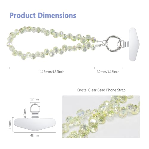 TENOC Beaded Phone Wrist Strap, Light Yellow - color: A-light Yellow