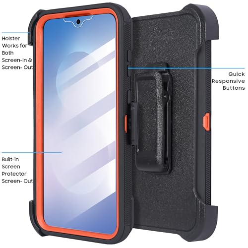 Compatible for Samsung S25 FE, Built in Screen Protector, Belt Clip Holster Heavy Duty Defender Case Dustproof Shockproof Protection (Camo) - color: Camo