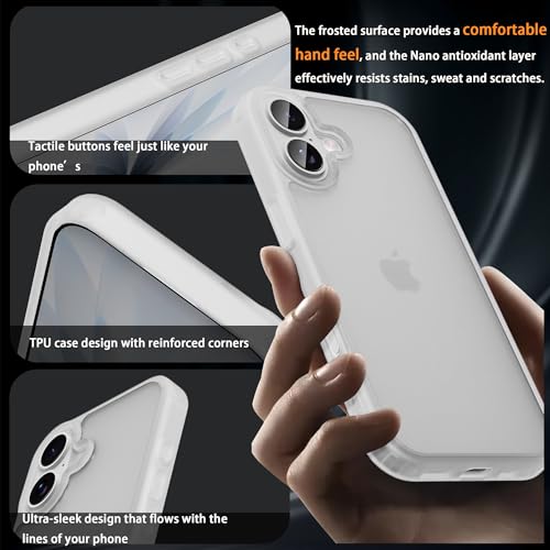 for iPhone 17 Case Translucent Matte Phone Cover, [10 FT Military Grade Drop Protection] Slim Durable Shockproof Protective Bumper (Frosted White, 17) - color: Frosted White, size: iPhone 17
