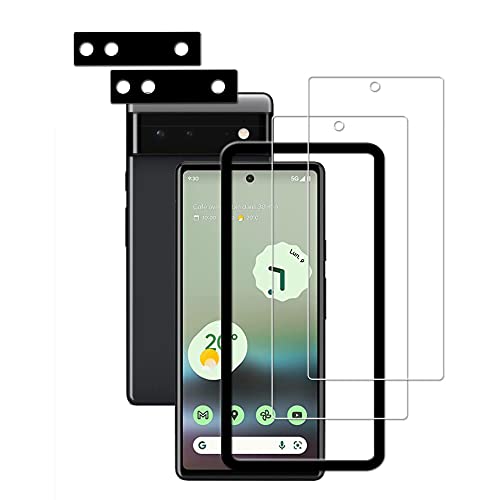Easy Alignment Frame Designed For Google Pixel 6a 5G Tempered Glass Screen Protector 2-Pack Camera Lens Protector Film 2-Pack