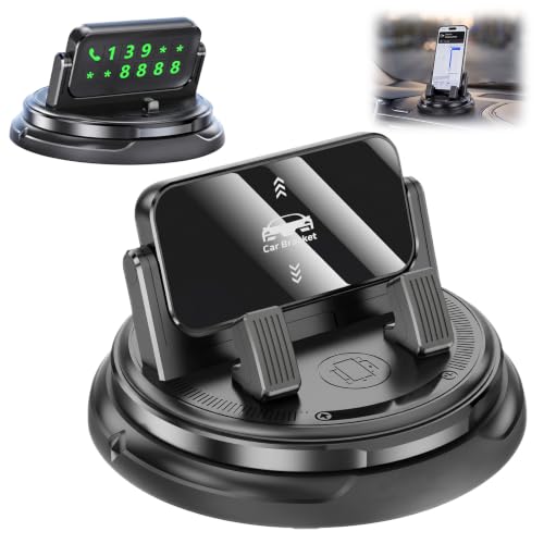 Car Phone Holder 360 Degree Rotation, Dashboard Phone Mount with Adjustable Spring Clip, Adjustable Universal Car Phone Mount for Smartphones