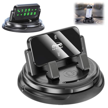 Car Phone Holder 360 Degree Rotation, Dashboard Phone Mount with Adjustable Spring Clip, Adjustable Universal Car Phone Mount for Smartphones