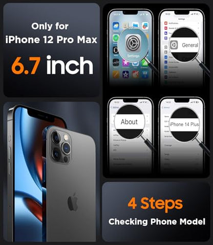 SPIDERCASE Magnetic for iPhone 12 Pro Max Case, Black - color: Black, size: Iphone 12 Pro Max 6.7"