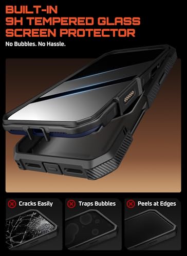 SUPCASE for iPhone 17 Pro Case with Tempered Glass Screen Protector, Black | Camera Control Cover, Compatible with MagSafe, Built-in Kickstand, Anti-Slip Grip, Full-Body Magnetic Phone Case, UBGrip Pro - color: Black
